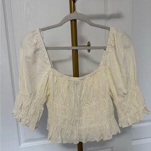 Urban Outfitters Cream Ruffled Blouse